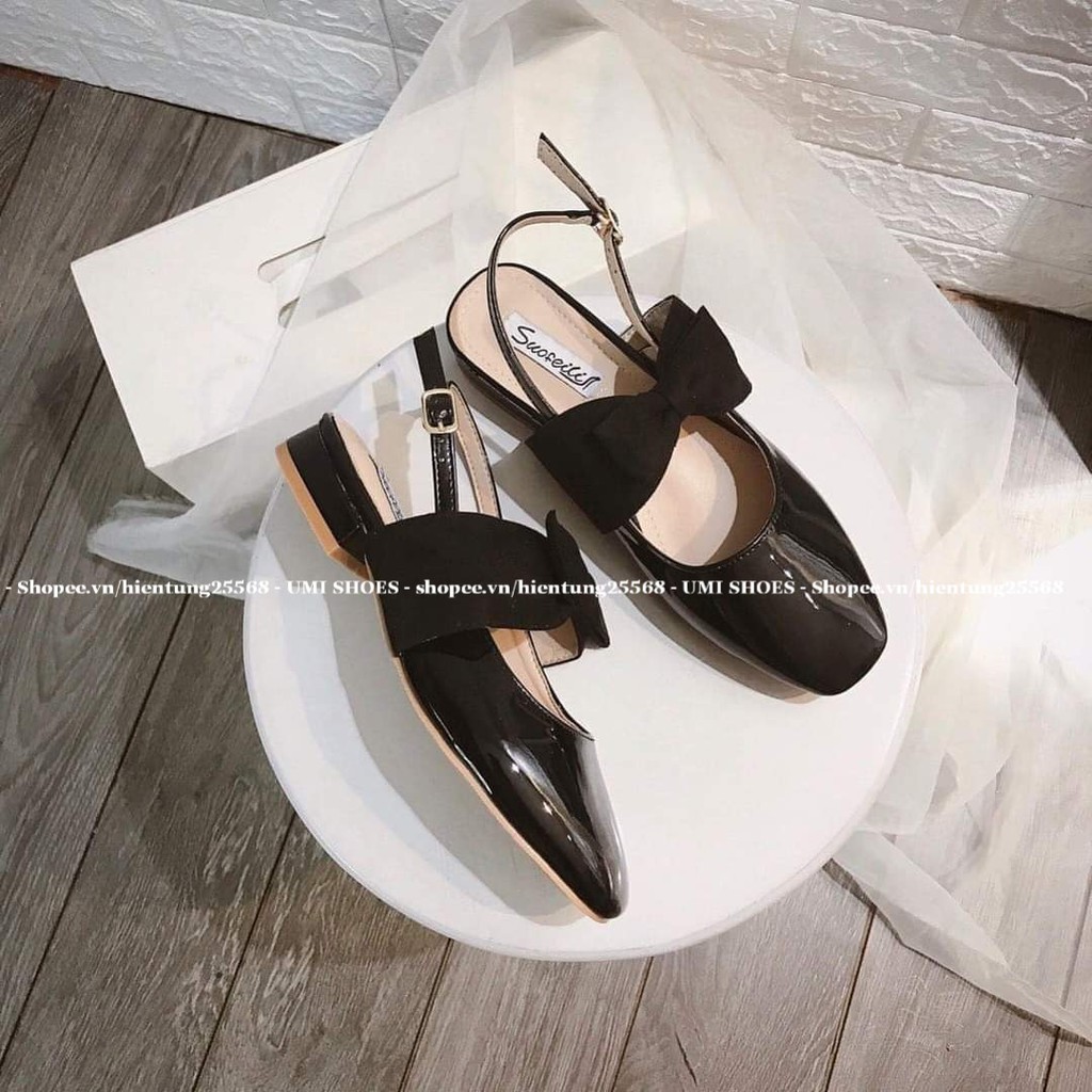 [HOT] Giày nữ Slingback phối nơ da mềm đơn giản nhẹ nhàng búp bê nữ tính xinh đẹp đế cao 3cm dễ phối đồ mẫu mới trend