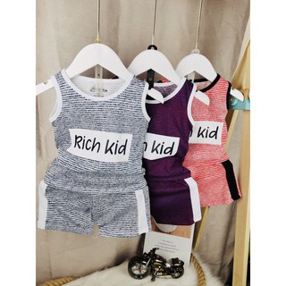 [Form 7-25kg] Bộ ba lỗ thun cotton co giãn bé trai