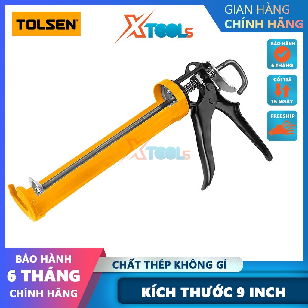 Dụng cụ bơm Silicone Tolsen kích thước 22.5cm, chất liệu nhựa, kim loại, trang bị tay bắn nhẹ [CHÍNH HÃNG][XTOOLS]