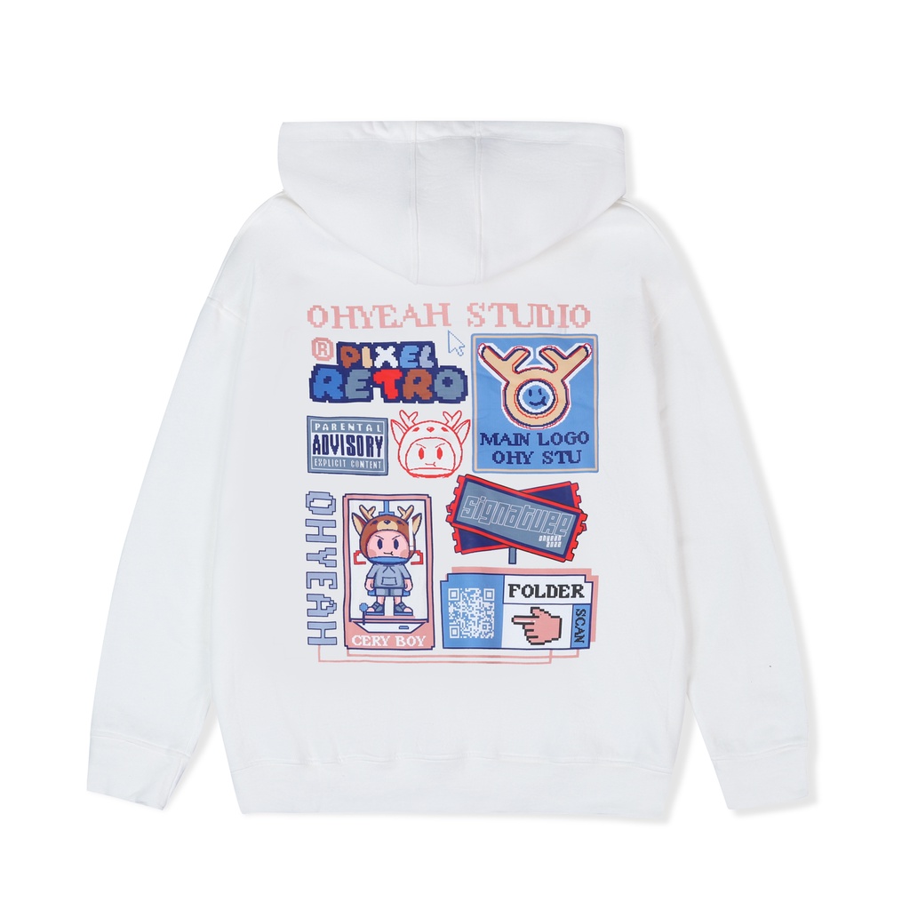 Áo HOODIE OHYEAH cao cấp Unisex nam nữ Nỉ Cotton form rộng oversize PIXEL RETRO
