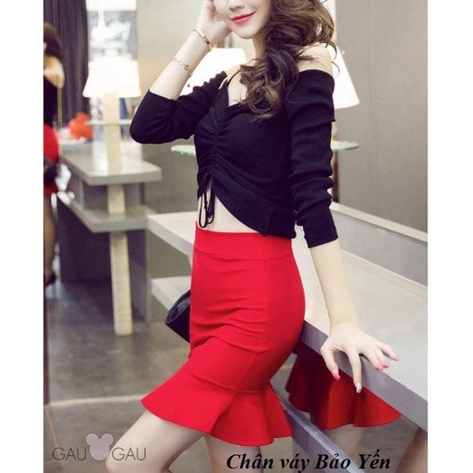 Chân váy đuôi cá ngắn màu đỏ quyến rũ- M52