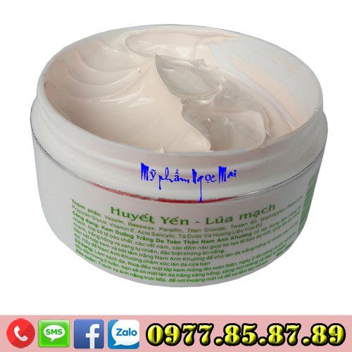 NAM ANH KHƯƠNG - Kem dưỡng trắng da toàn thân dưỡng chất Huyết yến và Lúa mạch (200g)