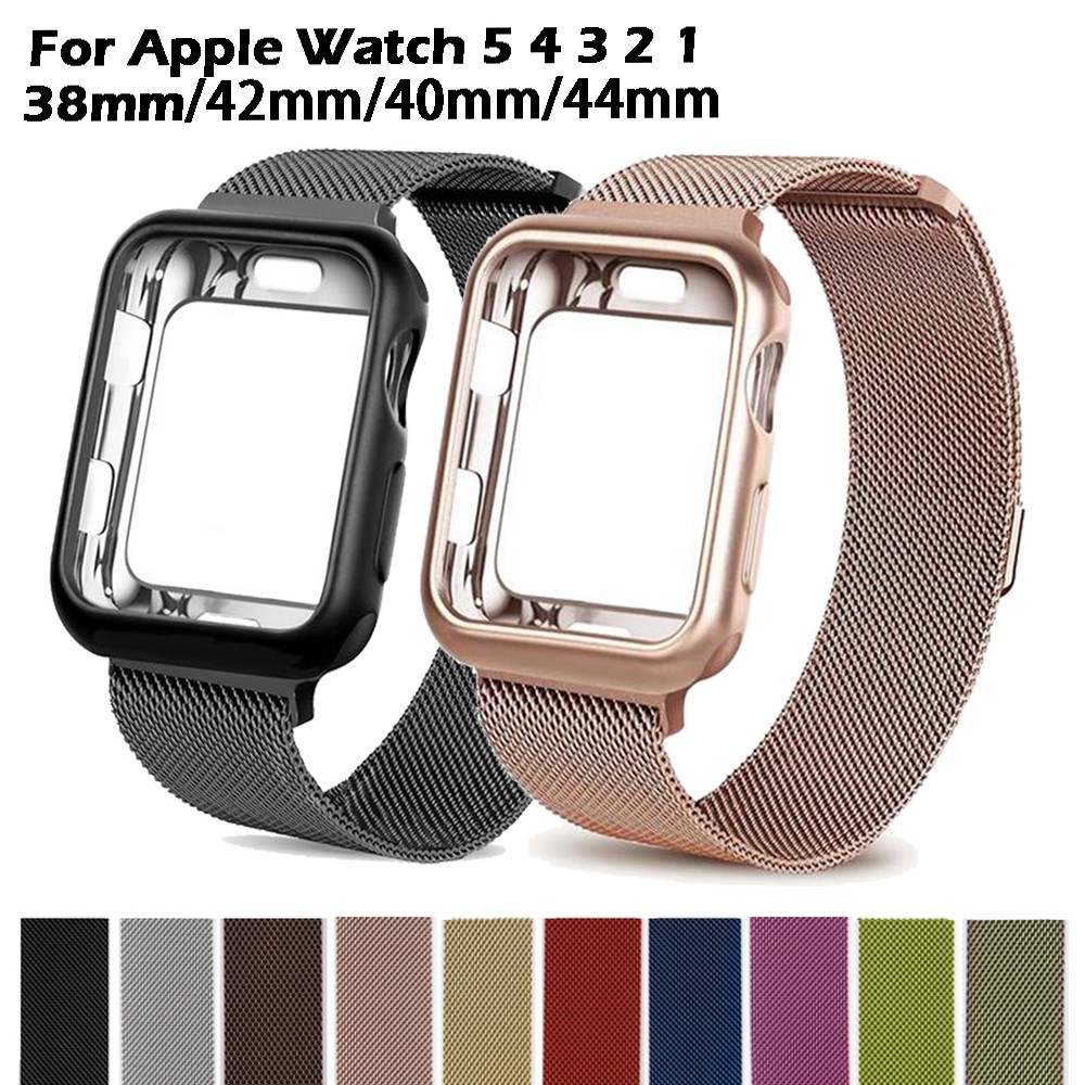Milanese loop band+case For Apple Watch 38mm 42mm 40mm 44mm series 4 5 bracelet  Stainless Steel strap for iwatch 3 2 1