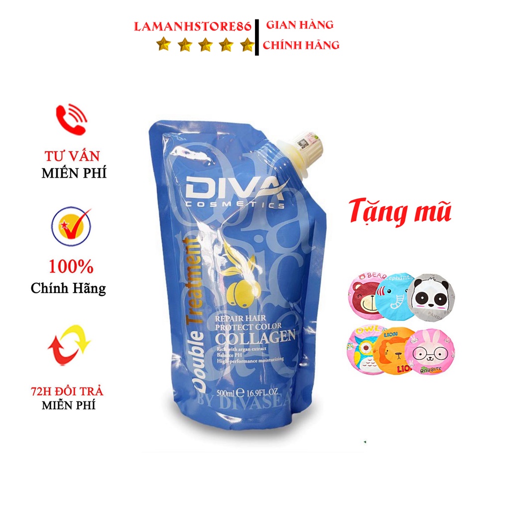 Ủ tóc hấp phục hồi tóc kem hấp hấp tóc COLLAGEN DIVA hương thơm nước hoa túi 500ml hàng chính hãng