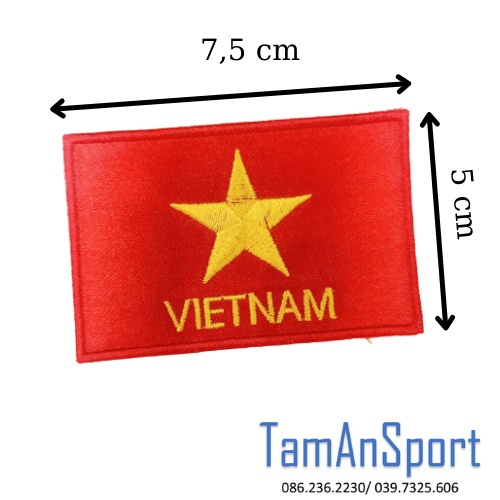 Patch cờ vải thêu Việt Nam, cờ Đảng (7,5x5 cm) (không dán được)