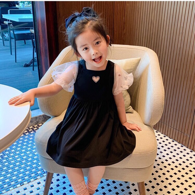 Váy voan tim đen cho bé