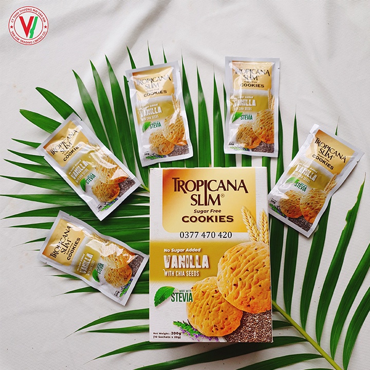 [Ăn Kiêng/Tiểu Đường] Combo 3 Hộp Bánh Ăn Kiêng Không Đường Tropicana Slim Hường Vani- Indonesia