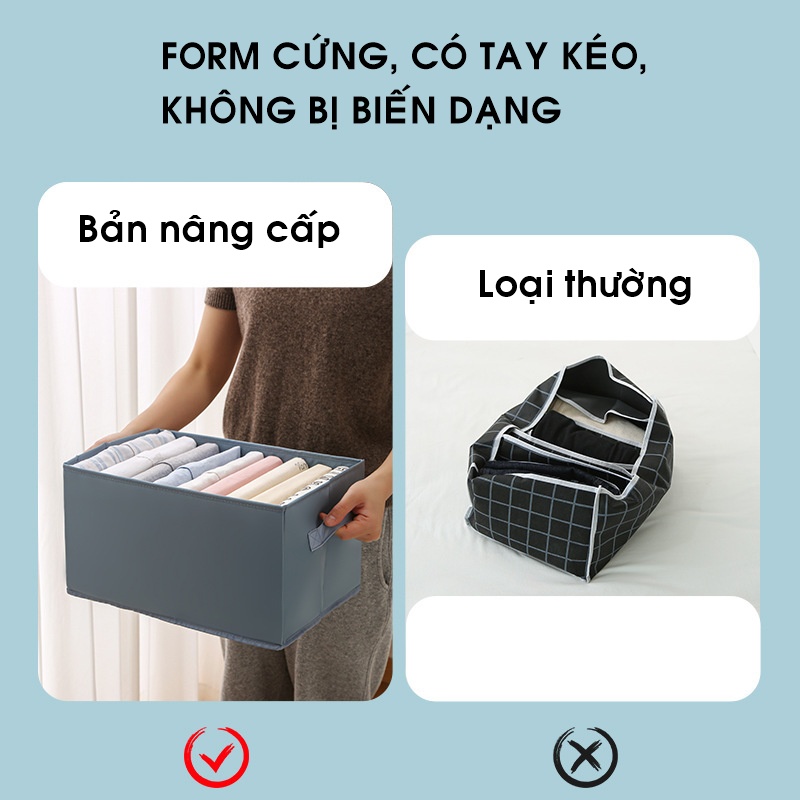 Hộp túi vải đựng quần áo chia 9 ngăn xếp gọn, chống thấm nước
