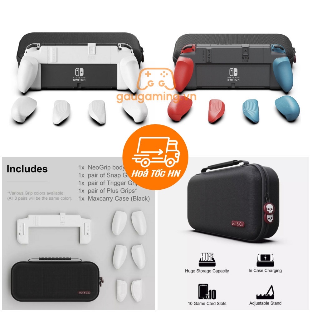 Bộ ốp lưng NeoGrip và Maxcarry Case hãng Skull & Co cho Nintendo Switch