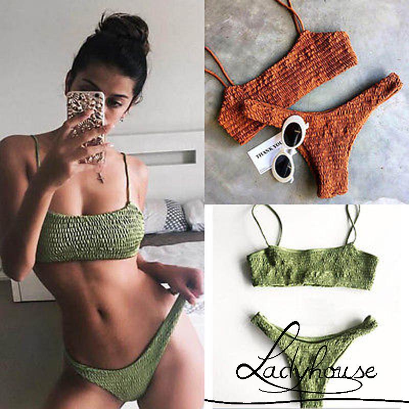 Ld-bộ Đồ Bơi Bikini Hai Mảnh Xếp Ly Gợi Cảm Mùa Hè Cho Nữ Khi Đi Tắm