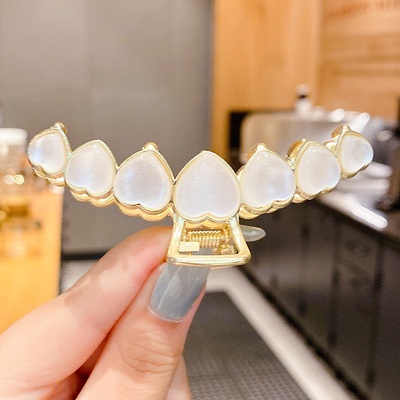 Kẹp tóc kim loại đính đá/ ngọc trai cỡ lớn phong cách Hàn Quốc