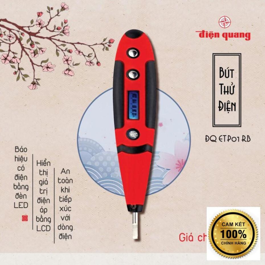 Bút thử điện Điện Quang ĐQ ETP01 RB (hiển thị LCD, đỏ đen) [Hàng sẵn]