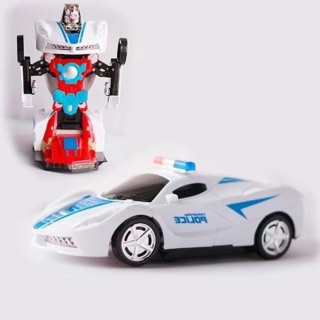 Xe cảnh sát biến hình robot tặng pin con thỏ | Vườn ươm tru thức