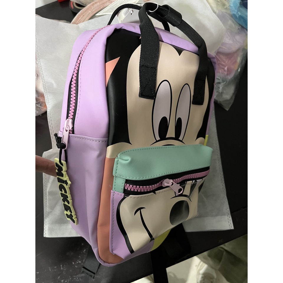 Balo cặp sách Mickey màu hồng tím cho bé đi mẫu giáo nhà trẻ