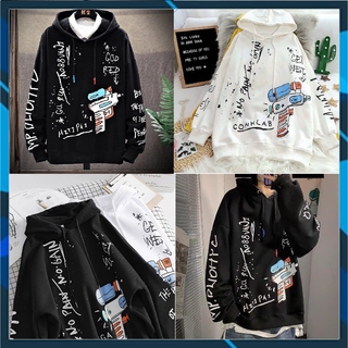 ÁO HOODIE UNISEX NAM NỮ MÀU ĐEN TRẮNG IN SÚNG NƯỚC VẢI NỈ POLY dingoc145 [ DƯỚI 65KG ]