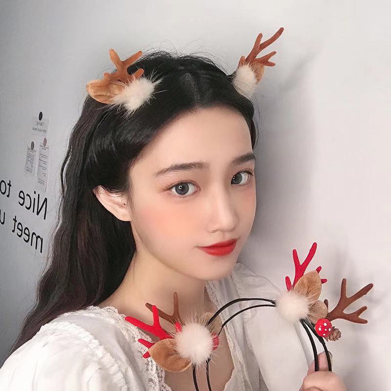Băng đô thời trang hình sừng tuần lộc có đèn led xinh xắn dành cho nữ