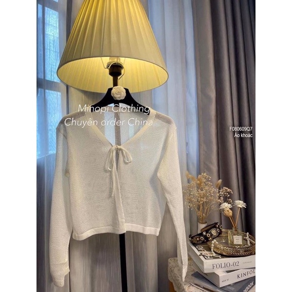 Áo khoác Len lưới lỗ dài tay cột dây TT0806