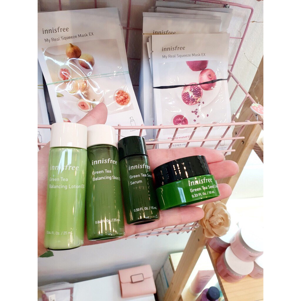 Set Kit FREESHIP Set dưỡng da trà xanh innisfree giảm mụn sạch sâu