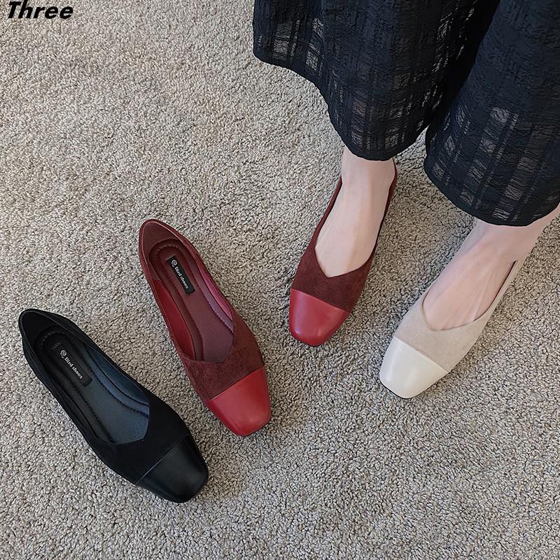 Women's shoes, single shoes, peas shoes, women's retro outer wear fashion square-toe one-step grandma shoes