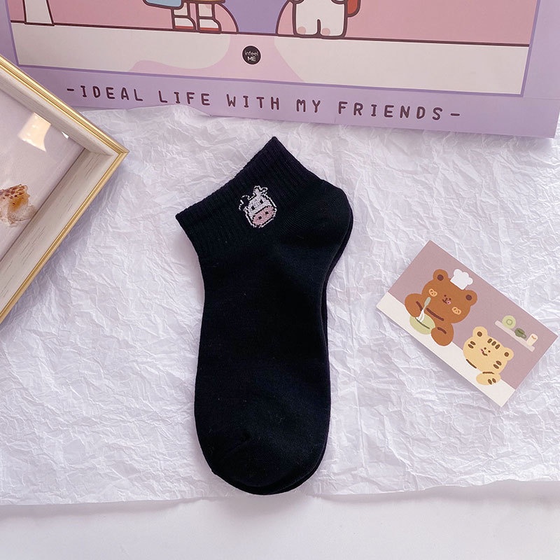 Tất Nữ Cổ Ngắn Phong Cách Hàn Quốc Họa Tiết Dễ Thương, Cute, Đáng Yêu Dễ Phối Đồ Họa Tiết Panda
