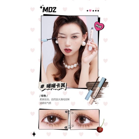 Mascara chải cong dài và dày mi Flower Knows W63F phiên bản bữa tiệc cherry tự nhiên chống nước nhiều màu