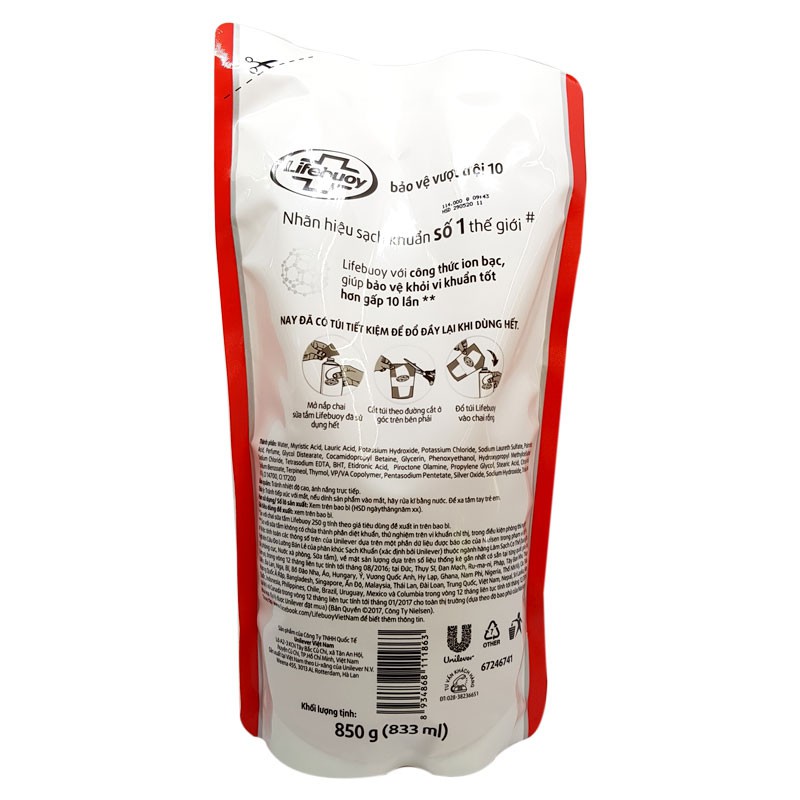 Sữa tắm Lifebuoy 850g Bảo vệ vượt trội | BigBuy360 - bigbuy360.vn