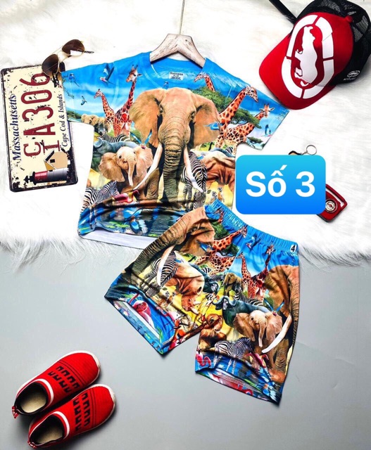 (12-40kg) bộ bé trai thun lạnh 3D nhân vật hoạt hình cao cấp