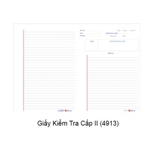 Giấy kiểm tra cấp 2 Hồng Hà 4913
