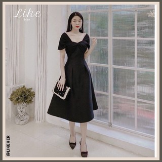 ĐẦM ĐEN DỰ TIỆC TRỄ VAI XOẮN NGỰC - LIKEHER