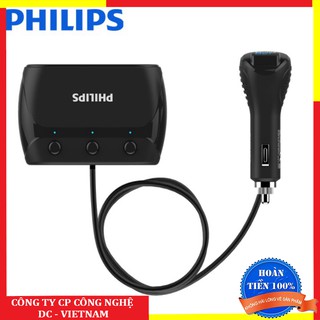Sản phẩm  Bộ chia tẩu sạc ô tô cao cấp Philips DLP2019: 3 cổng sạc đầu ra 120W, 3.1A .