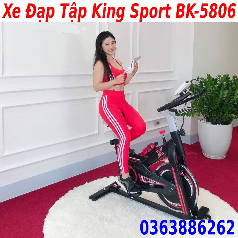 Xe đạp tập gym tập thể dục King Sport tặng máy cơ bụng ems + má phanh dự phòng + cảm biến nhịp tim + bình nước + đồng hồ