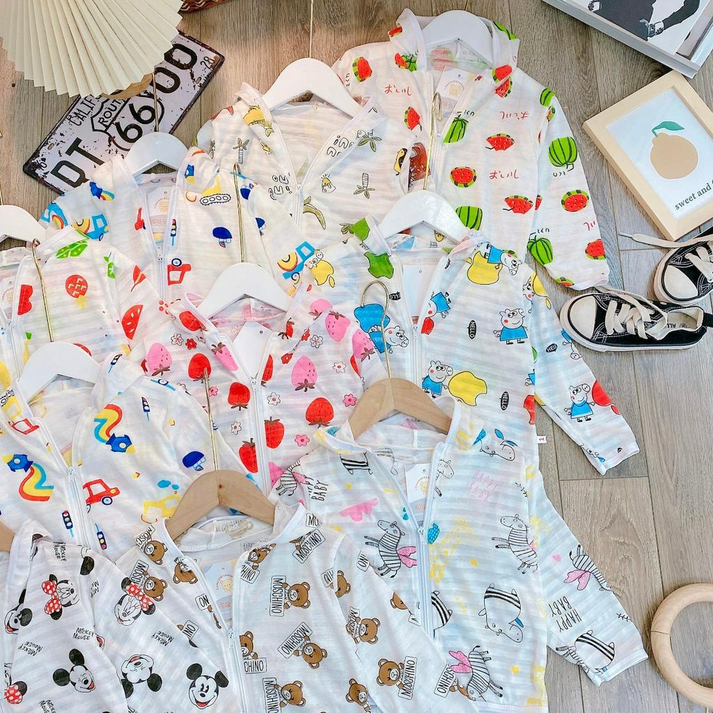 Áo khoác chống nắng cho bé sơ sinh - Chất Cotton Tre thoáng mát cho bé từ 3-13KG