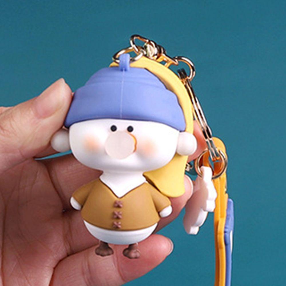 Móc Chìa Khóa Hình Chú Vịt Thổi Bong Bóng Bằng Resin Phối Hợp Kim Dễ Thương Giá Đỡ