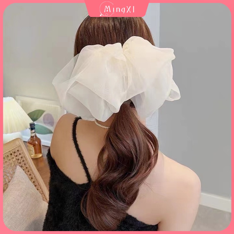 Kẹp Tóc Đính Nơ Vải Chiffon Cỡ Lớn Thời Trang Hàn Quốc Cho Nữ