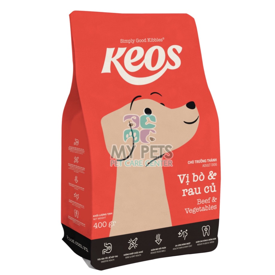 Thức ăn cho cho Chó Trưởng Thành - Thức ăn hạt KEOS Adult Bò và Rau củ 400g thumbnail