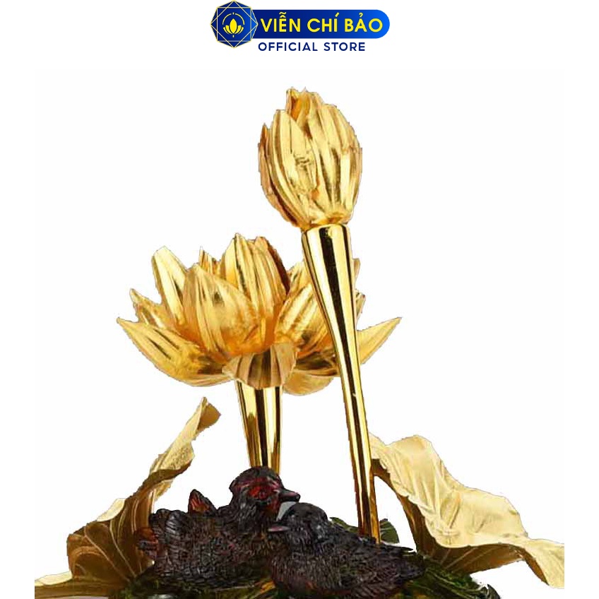 Bình hoa sen dát vàng 24K vật phẩm trưng bày cao cấp trang trí nhà cửa thương hiệu Viễn Chí Bảo M600067