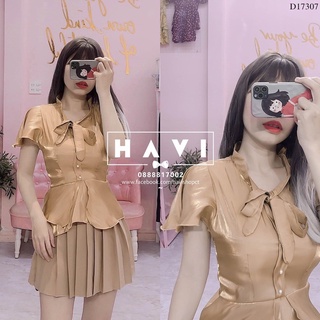 (ẢNH THẬT) Set áo cột nơ và chân váy xếp ly tiểu thư