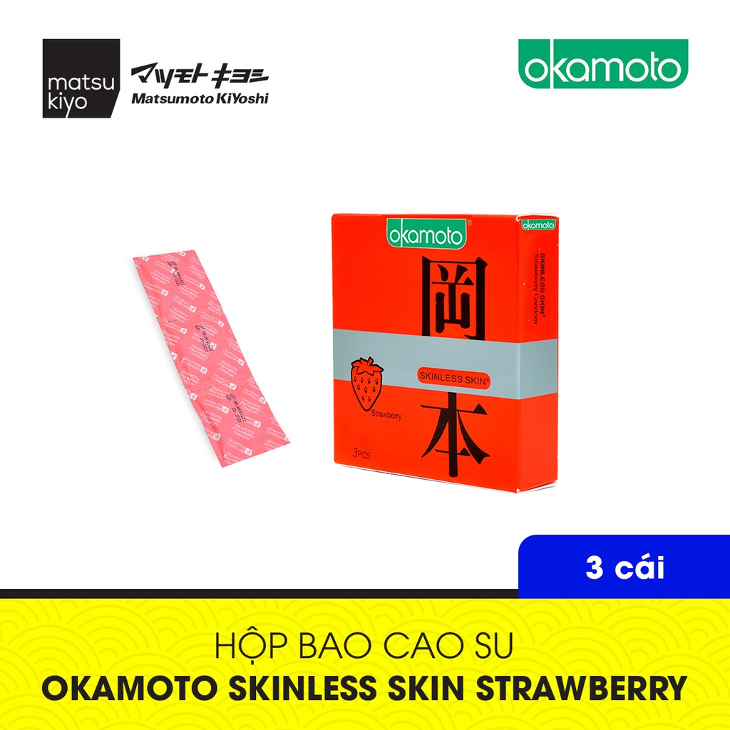 [Mã BMBAU50 giảm 7% đơn 99K] Bao Cao Su Okamoto Skinless Skin Strawberry Hương Dâu matsukiyo