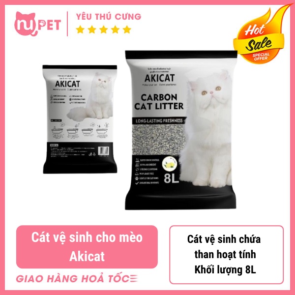 Cát vệ sinh cho mèo Akicat bao 8L | Cát vệ sinh nhiều mùi hương cho mèo | Cát vệ sinh có than hoạt tính khử mùi tốt