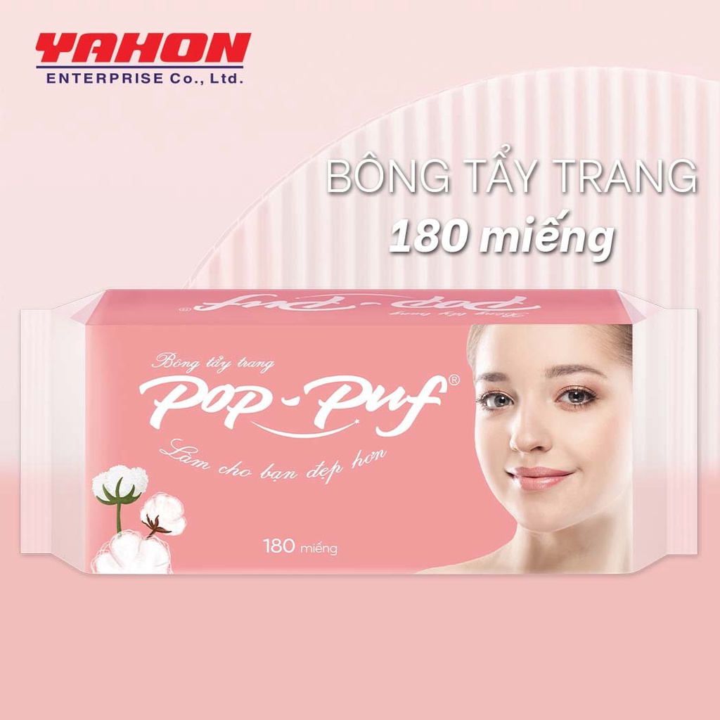 Combo 3 Bao Bông Tẩy Trang Ép Biên POP-PUF 180 Miếng/Bao