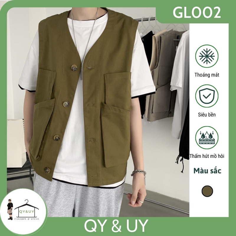 Áo gile unisex khoác gió phong cách Hàn Quốc GL002