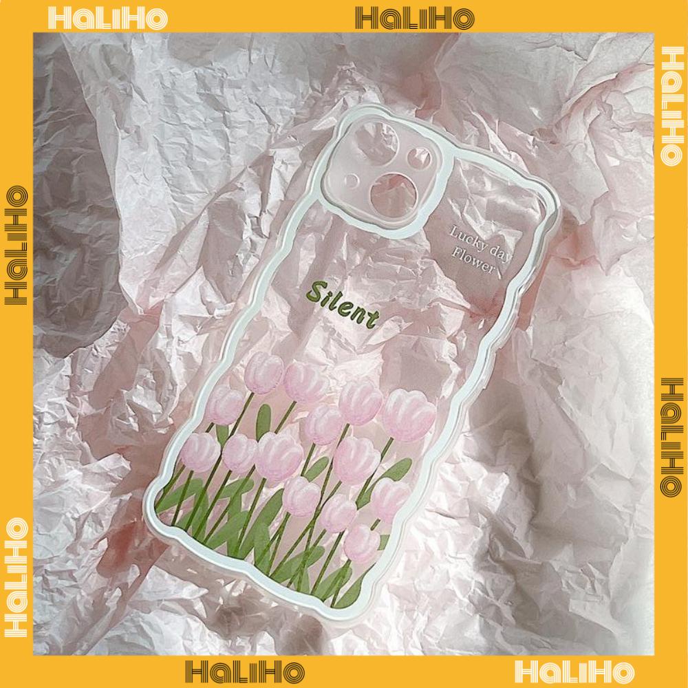 iPhone Case Silicone Soft Case Clear Case Wave Airbag Shockproof Camera Cover Protection Pink Flower Compatible For iPhone 11 iPhone 13 Pro Max iPhone 12 Pro Max iPhone 7 Plus xr