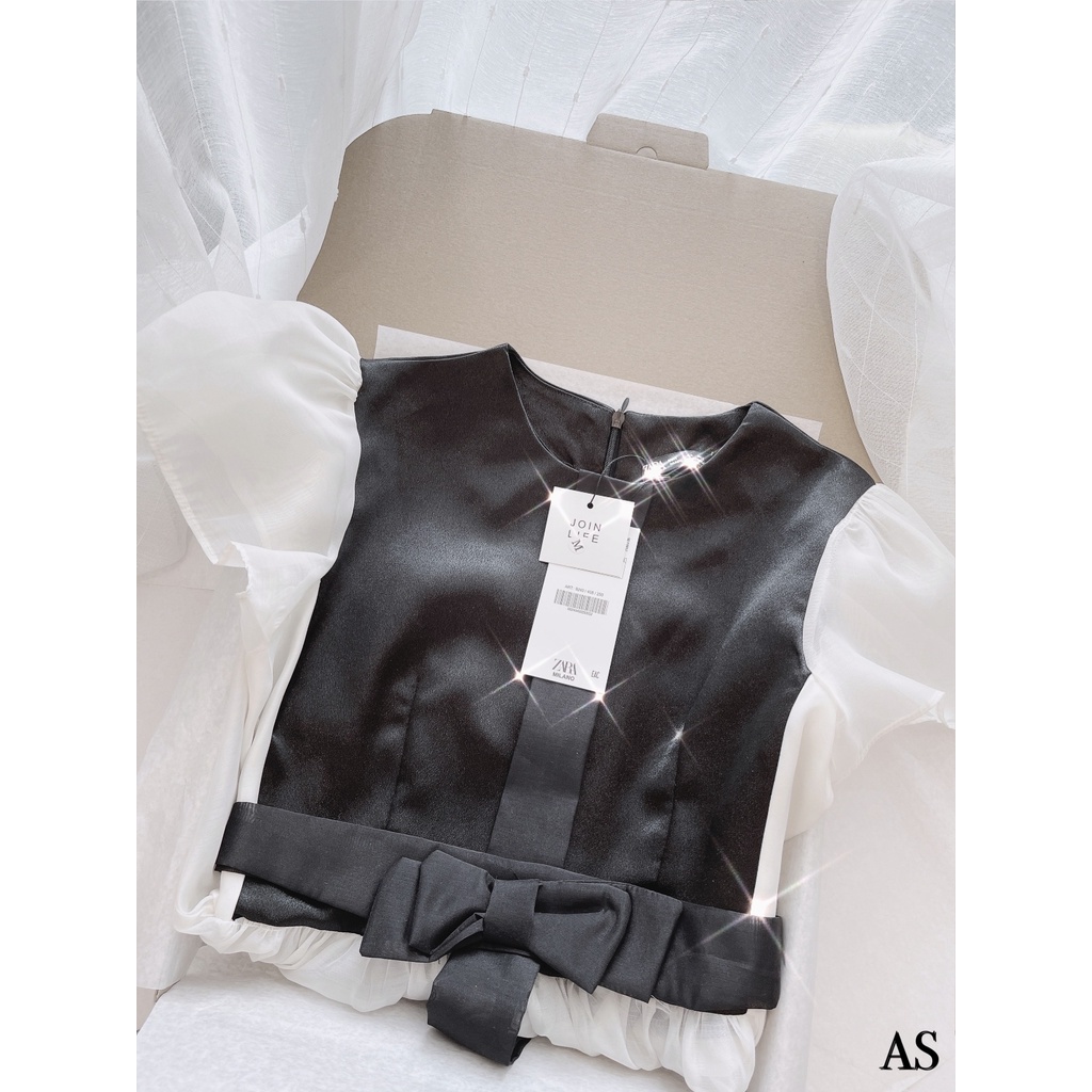 Aó lụa tác ta đai nơ eo phối somi thiết kế sanh chảnh nơ đen định hình V2-Minxy shop | BigBuy360 - bigbuy360.vn