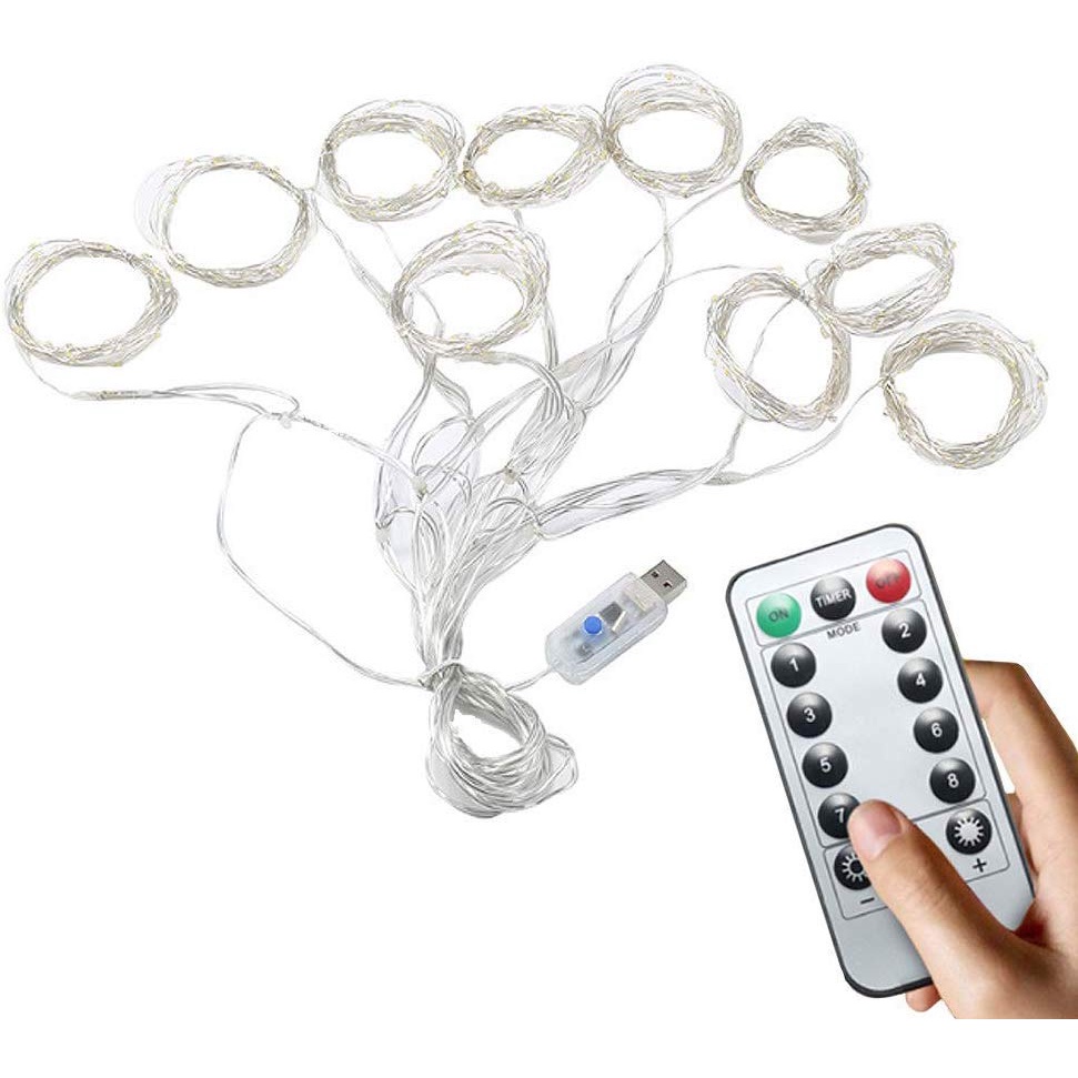 Dây Đèn LED 300 Bóng Hình Ngôi Sao Trang Trí Rèm Cửa