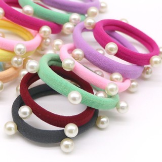 3 Dây thun cột tóc đính hạt trắng dễ thương lắm style hàn quốc - namimi