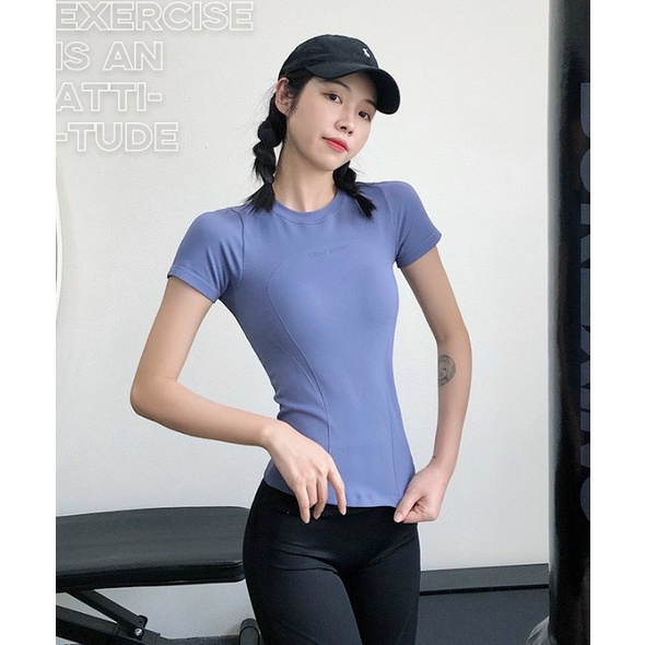 Áo Tập Gym Yoga Nữ Dáng Cộc Tay Light Sport Chất Dệt Kim Co Giãn Tốt