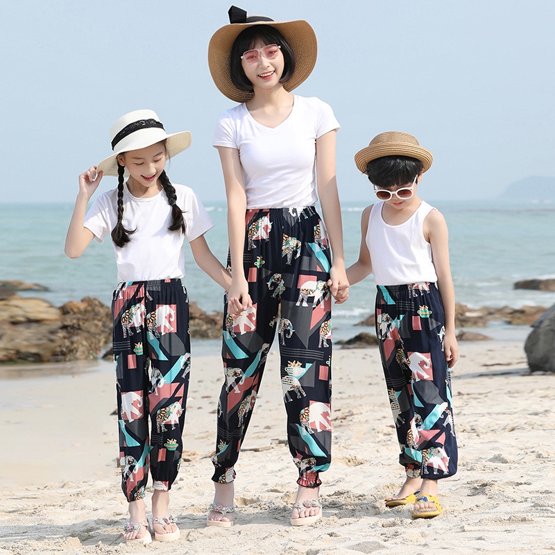 Set 2 Quần Mỏng Ống Rộng Chống Muỗi Thoáng Khí Thời Trang Dễ Thương Cho Bé