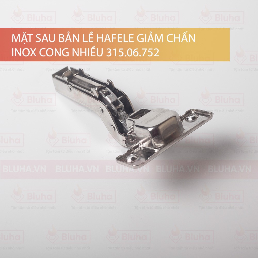 Bản lề giảm chấn inox 304 HALEFE trùm hẳn, trùm nửa, lọt lòng 315.06.750 / 315.06.751 / 315.06.752 (Kèm đế)