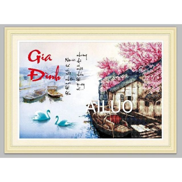 Tranh thêu gia đình 53577 kt 70x50cm chưa thêu