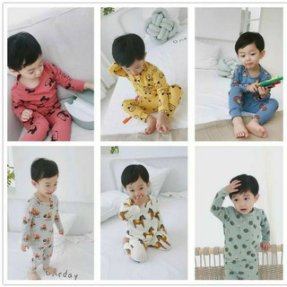 Bộ quần áo trẻ em dài tay hình thú cho bé trai và bé gái N88